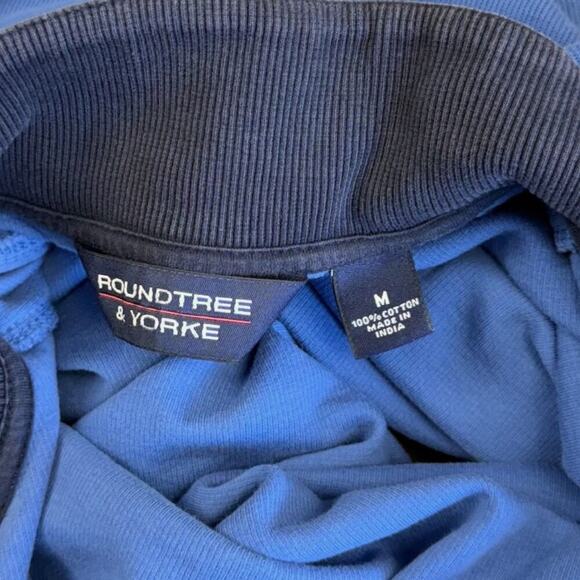 Roundtree & Yorke Long Sleeves 1/4 Zip Pullover Sweatshirt Cotton Size M Blue - Picture 11 of 11